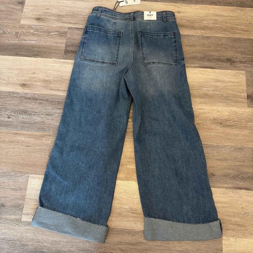 Oat New York High Rise Wide Leg Raw Hem Women’s Denim Jeans Size 12 / 31 NWT - Picture 4 of 10